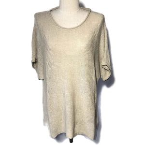 Eileen Fisher M short sleeve beige sweater